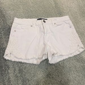Tinsel white lacy jean shorts